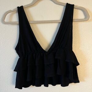 Black tank top with ruffles